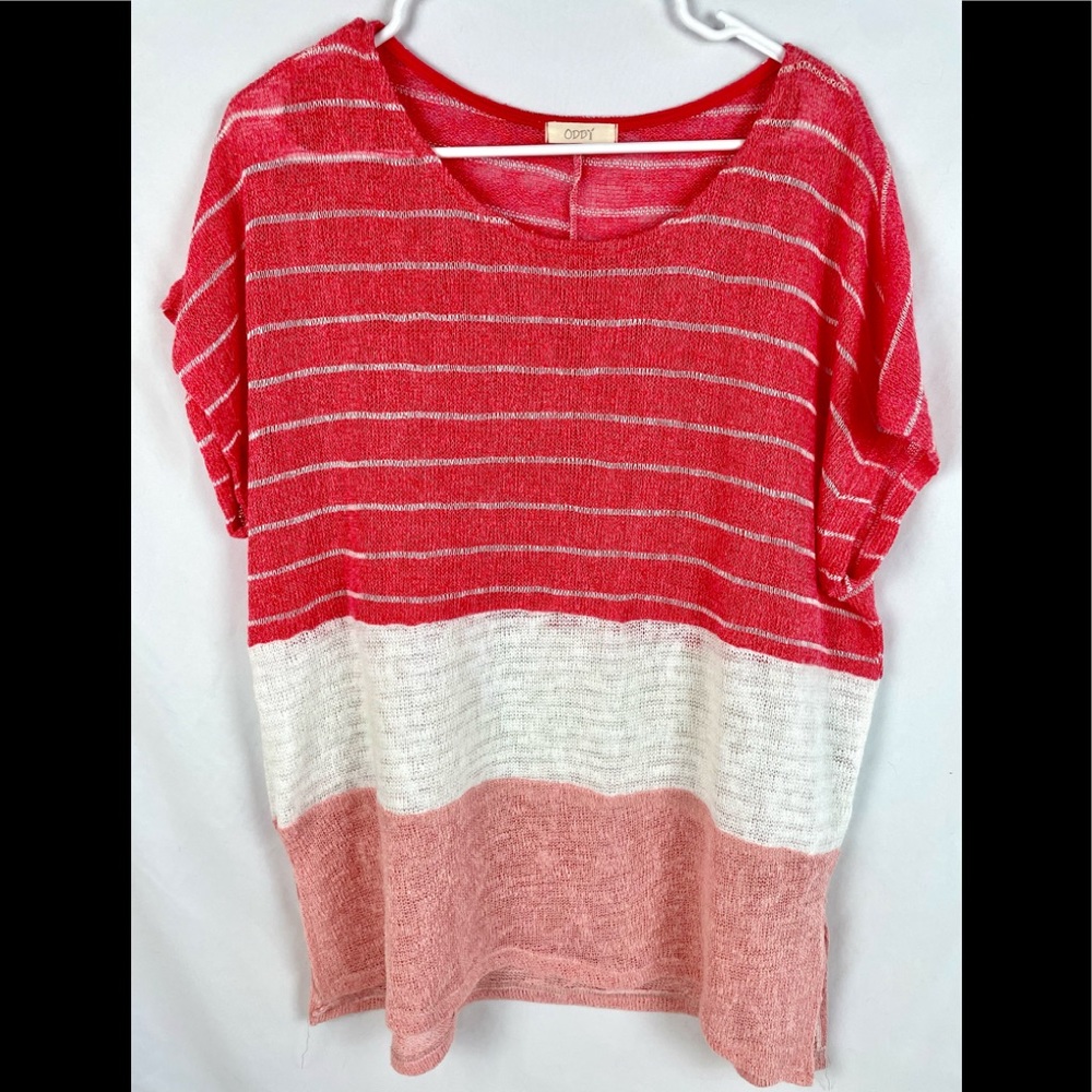 ODDY short sleeve color block lightweight sweater 1XL